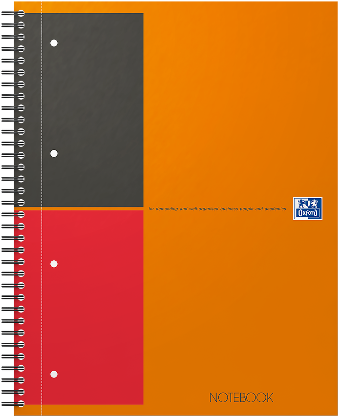 Kołonotatnik Oxford International Notebook, A4+, w linie, 80 kartek, okładka kartonowa, pomarańczowy