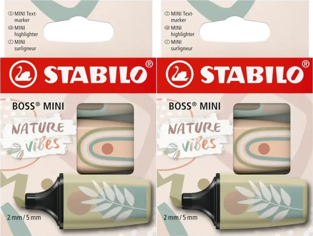 2x Zakreślacze Stabilo Boss Mini Nature Vibes, ścięta, 3 sztuki, mix kolorów