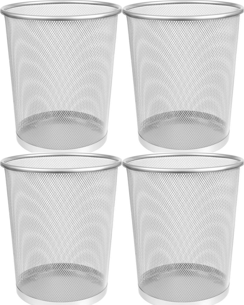 4x Kosz na śmieci MemoBe, metalowy, 23.5x27cm, srebrny