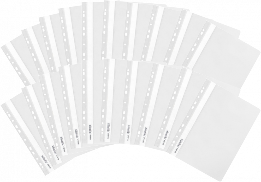 20x Skoroszyt plastikowy oczkowy Biurfol, miękki, A4, biały