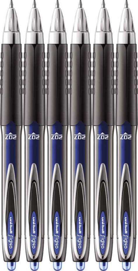 6x Długopis żelowy automatyczny Uni, Uni-ball Signo UMN-207, 0.7mm, niebieski