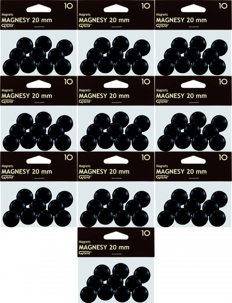 10x Magnesy Grand, 20mm, 10 sztuk, czarny