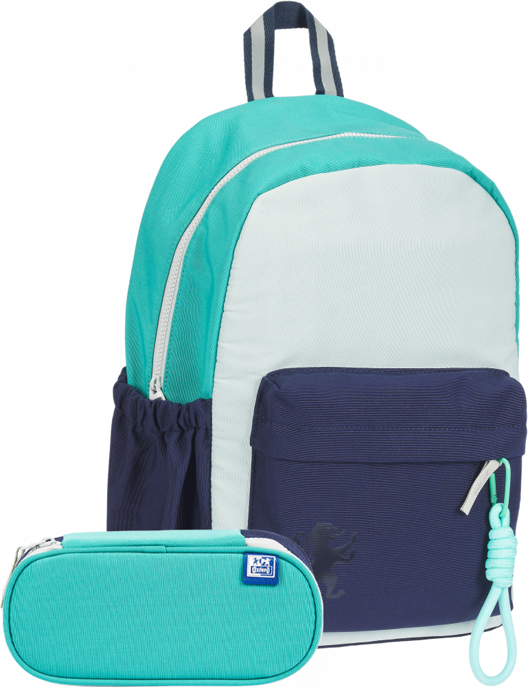 Zestaw: Plecak szkolny + piórnik szkolny Oxford Funky, turkusowo-granatowy