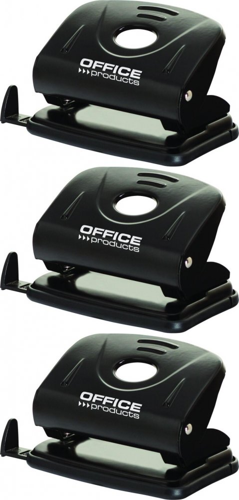 3x Dziurkacz Office Products, do 25 kartek, czarny