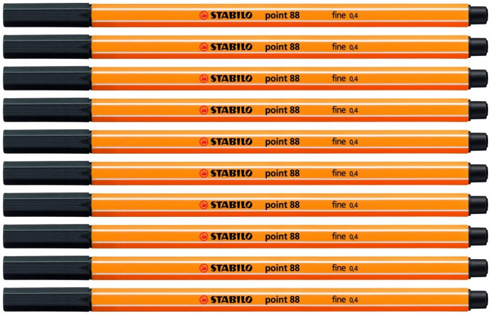 Cienkopis Stabilo, Point 88, 0.4mm, czarny x10
