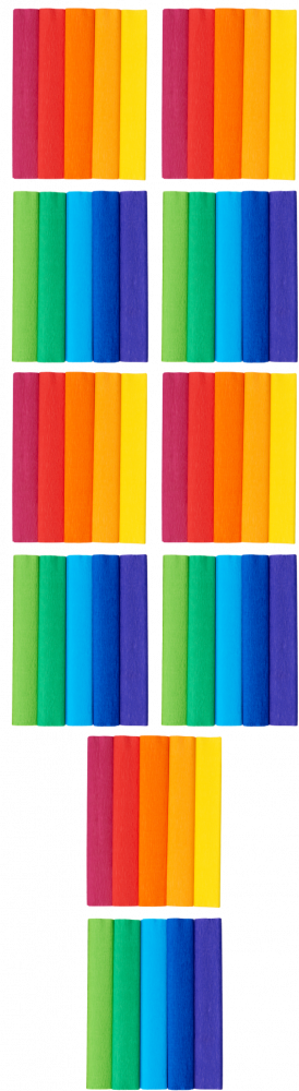 5x Bibuła marszczona TOP 2000 Creatino, 25x200cm, 10 sztuk, mały mix kolorów tęczowych