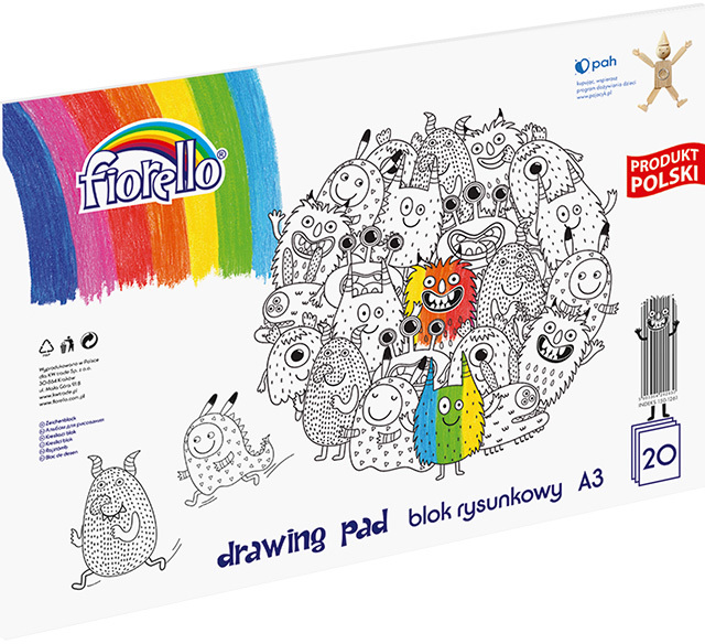 Blok rysunkowy Fiorello, A3, 20 kartek, biały
