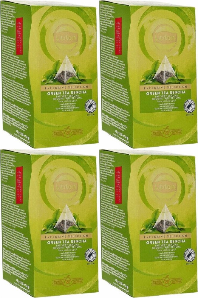 4x Herbata zielona w piramidkach Lipton Piramida Green Tea Sencha, 25 sztuk x 1.8g