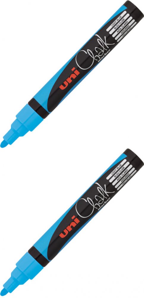 2x Marker kredowy Uni PWE-5M, okrągła, 2.5mm, jasnoniebieski
