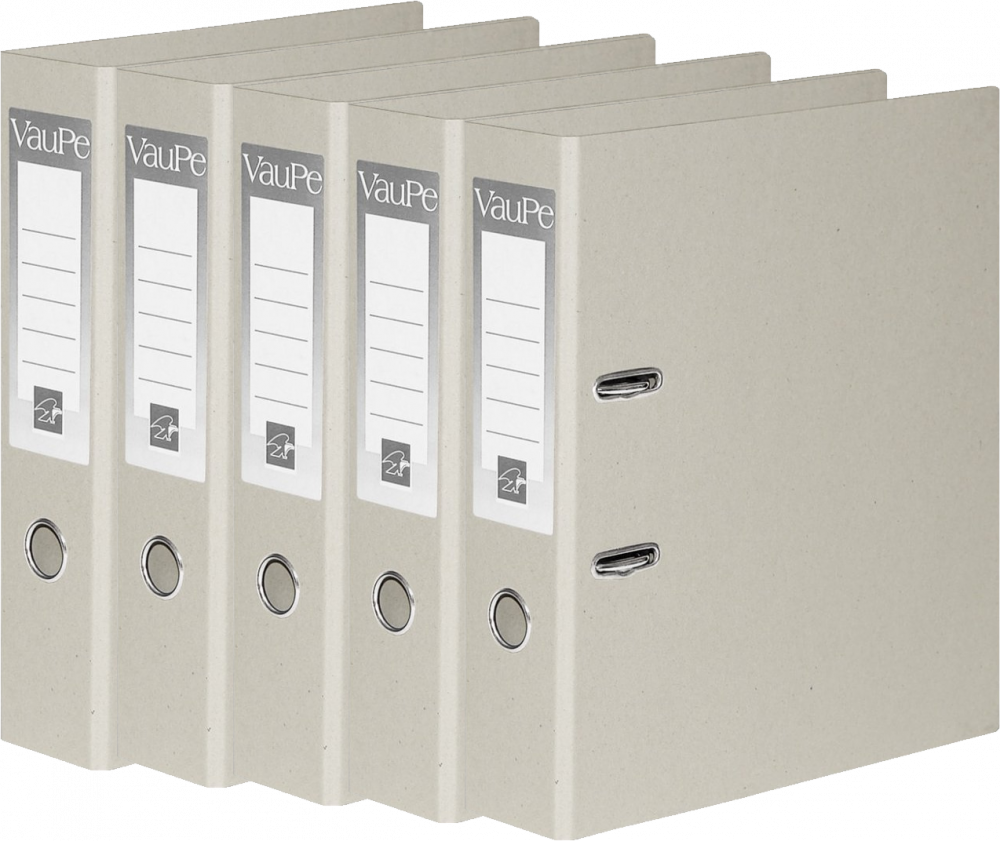 5x Segregator A4 VauPe TJ ECO, szerokość grzbietu 75mm, do 500 kartek, szary