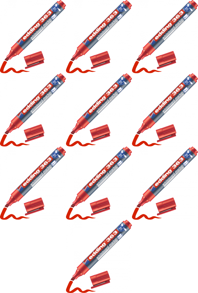 10x Marker suchościeralny edding 363, ścięta czerwony