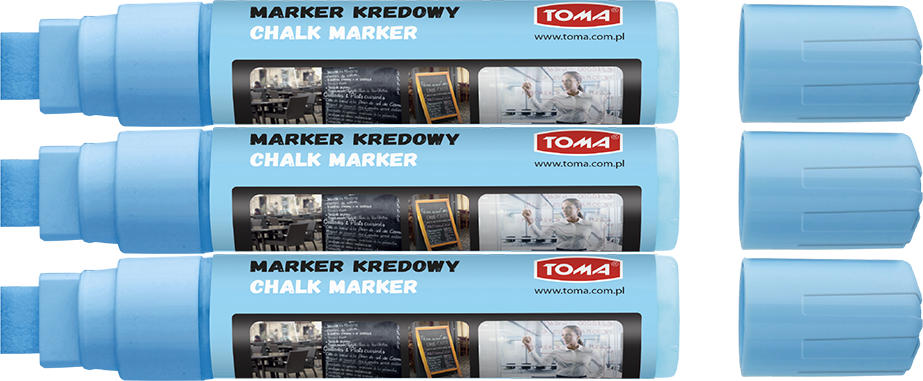 3x Marker kredowy Toma, TO-290, ścięta, 8x15mm, niebieski