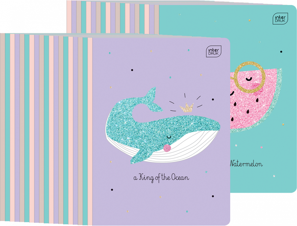 40x Zeszyt w kratkę Interdruk Glitter, A5, 16 kartek, mix wzorów