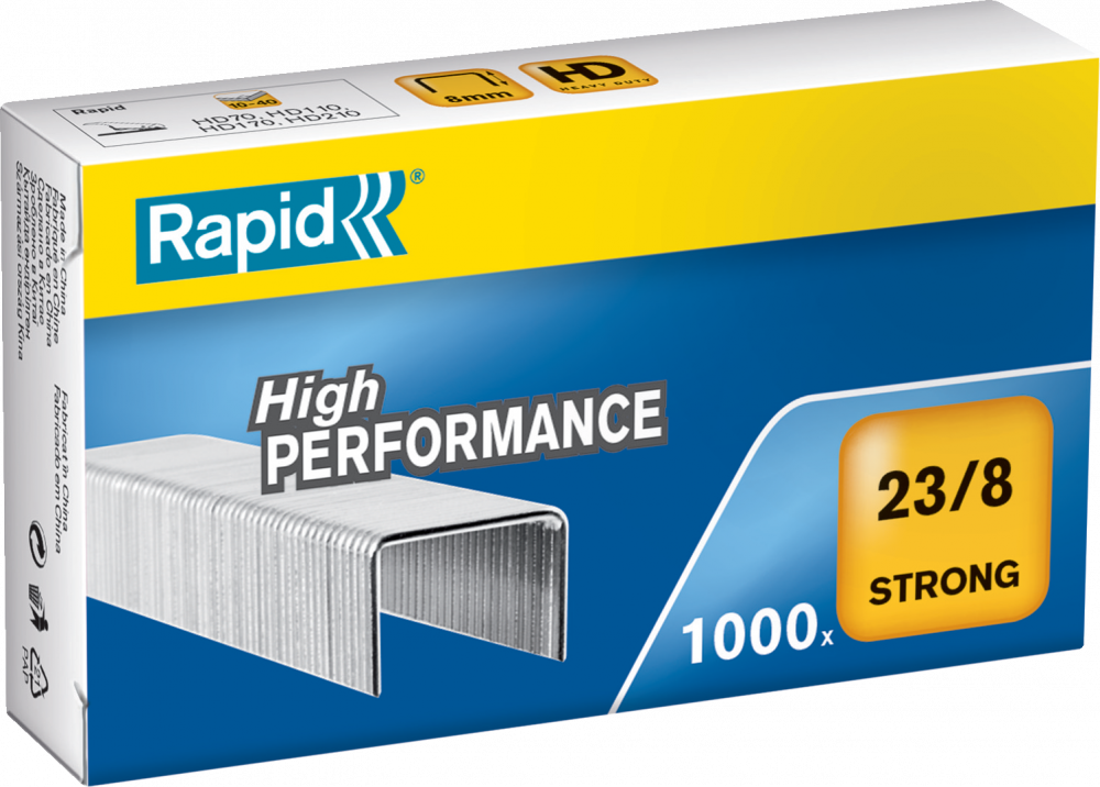 Zszywki Rapid Strong, 23/8 1M, 1000 sztuk, srebrny