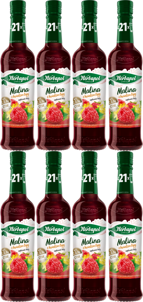 8x Syrop Herbapol Owocowa Spiżarnia, Malina z Lipą, 420ml