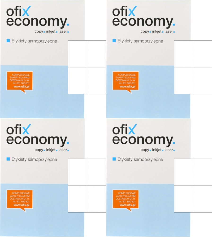 4x Etykiety samoprzylepne Ofix Economy, 105x148mm, 100 arkuszy, biały