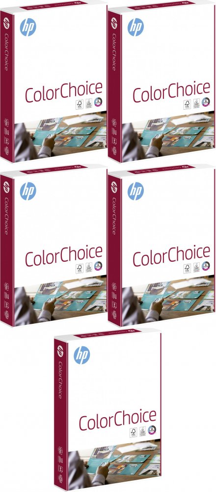 5x Papier ksero HP Color Choice, A4, 120g/m2, 250 arkuszy, biały
