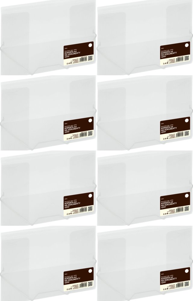 8x Teczka plastikowa z gumką Grand ZP-041, A4, biały