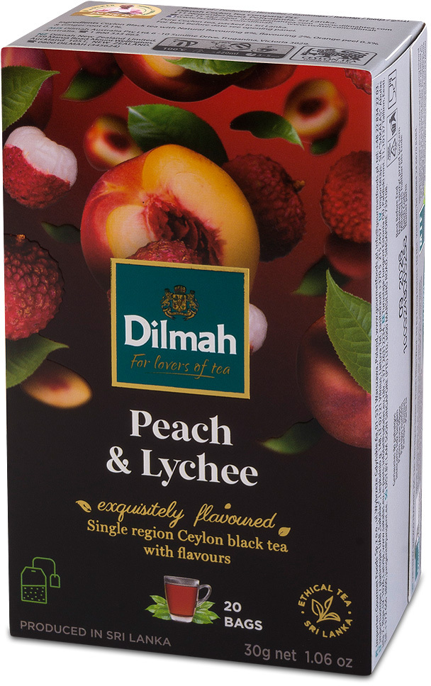 Herbata czarna w torebkach Dilmah Peach & Lychee, brzoskwinia i liczi, 20 sztuk x 1.5g