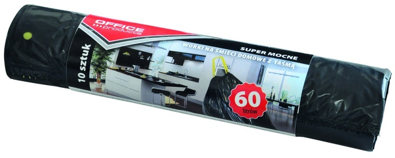 Worki na śmieci Office Products, na odpady zmieszane, 60l, 10 sztuk, czarny