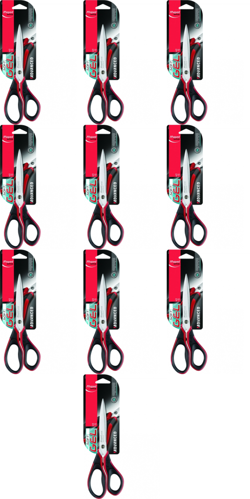 10x Nożyczki Maped Advanced Gel, 21cm, czerwono- czarny