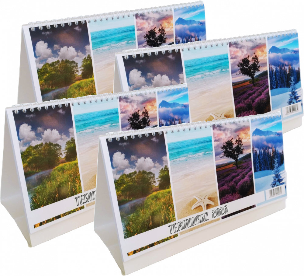 4x Kalendarz na biurko 2026, Udziałowiec, 135x290mm, tygodniowy, 60 kartek