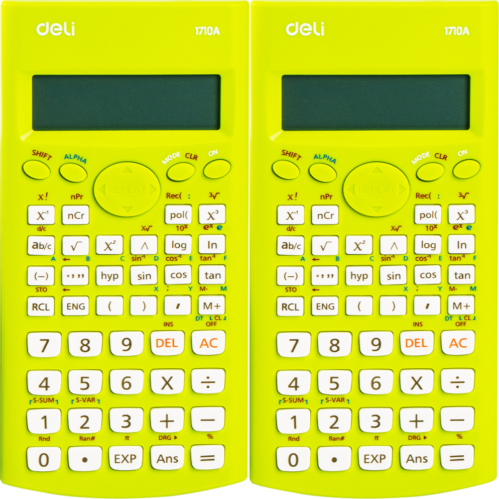 2x Kalkulator naukowy Deli E1710A, 12 cyfr, 240 funkcji, zielony