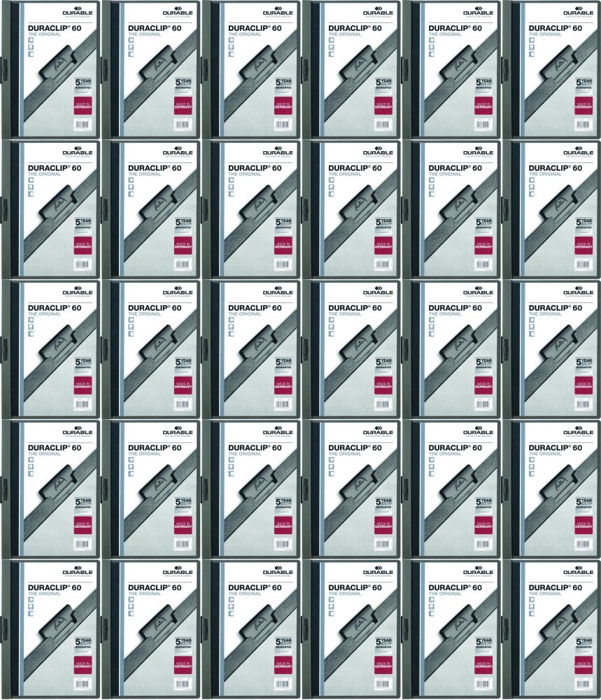 100x Skoroszyt plastikowy z klipsem Durable DuraClip, A4, do 60 kartek grafitowy