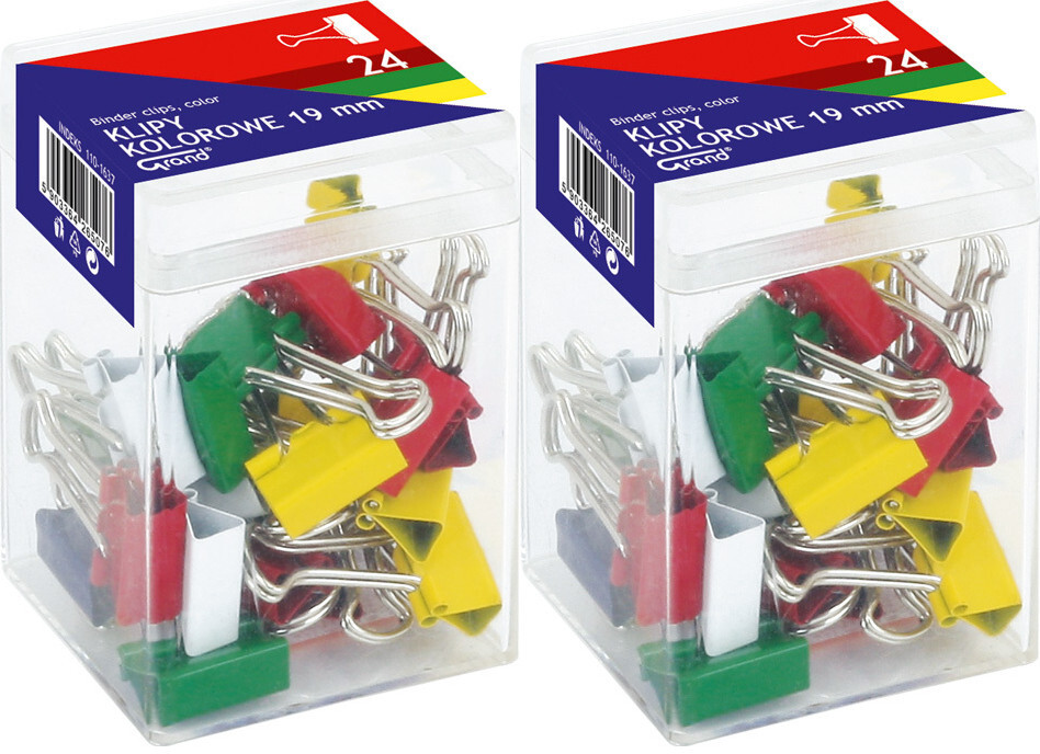 2x Klip biurowy Grand, 19mm, 24 sztuki, mix kolorów