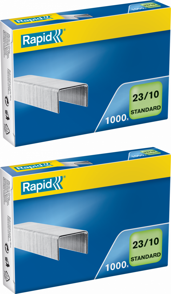 2x Zszywki Rapid Standard, 23/10 1M, 1000 sztuk, srebrny