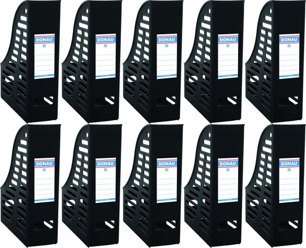 10x Pojemnik na dokumenty składany Donau, A4, 85mm, do 850 kartek, czarny