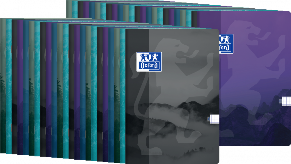 50x Zeszyt w kratkę Oxford Teen, A5, miękka oprawa, 60 kartek, mix wzorów