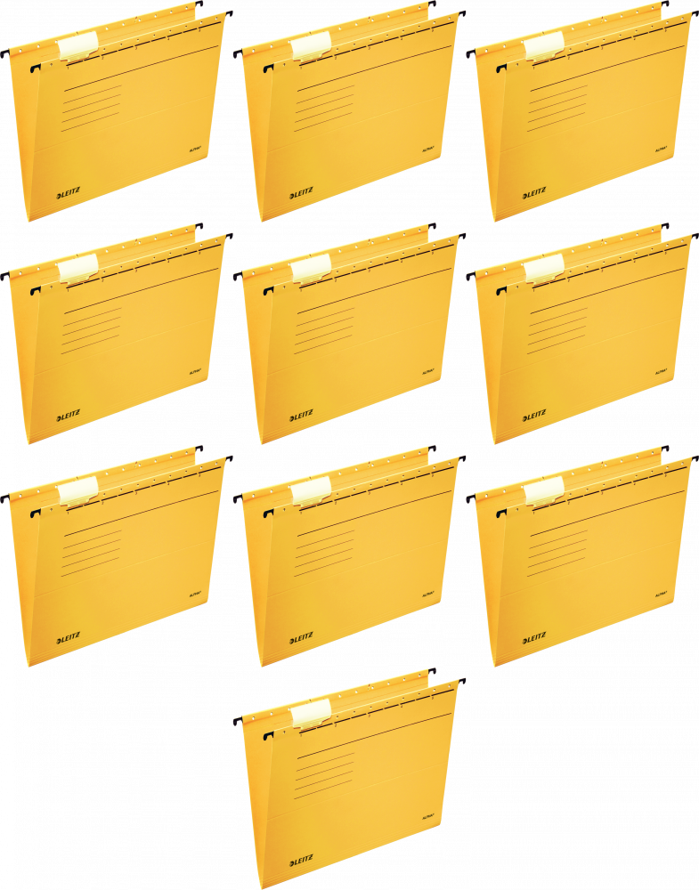 10x Teczka zawieszkowa kartonowa Leitz Alpha, A4, 348x260mm, 230g/m2, żółty
