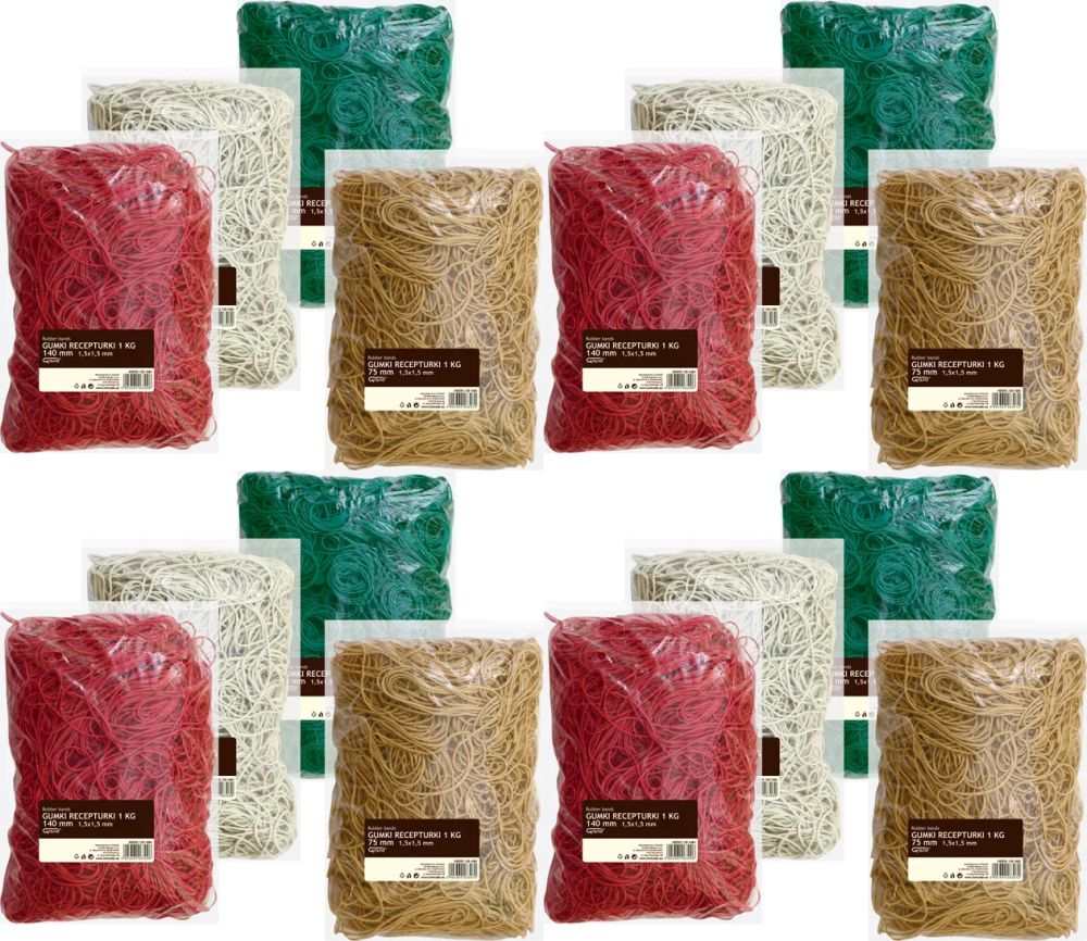 4x Gumki recepturki Grand, 75mm,1kg, mix kolorów