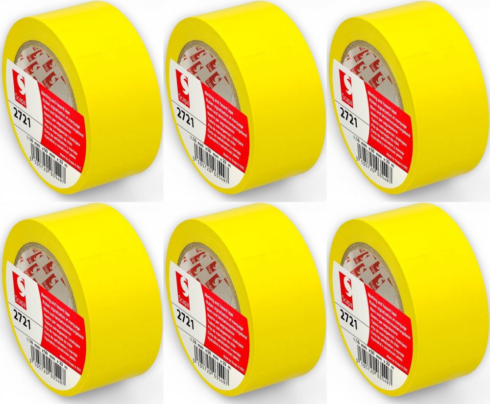 6x Taśma oznaczeniowa Scapa 2721, 50mm x 33m, żółty