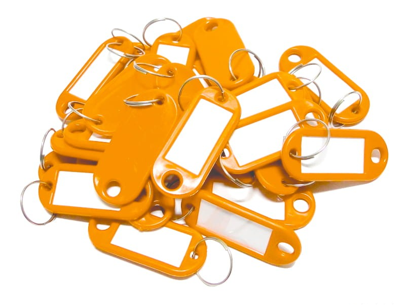 Zawieszki do kluczy, jednostronne, 50 sztuk, pomarańczowy