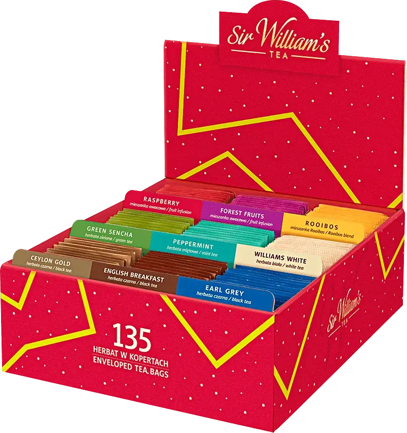 Zestaw herbat w kopertach Sir William's Tea, 9 smaków, 135 sztuk