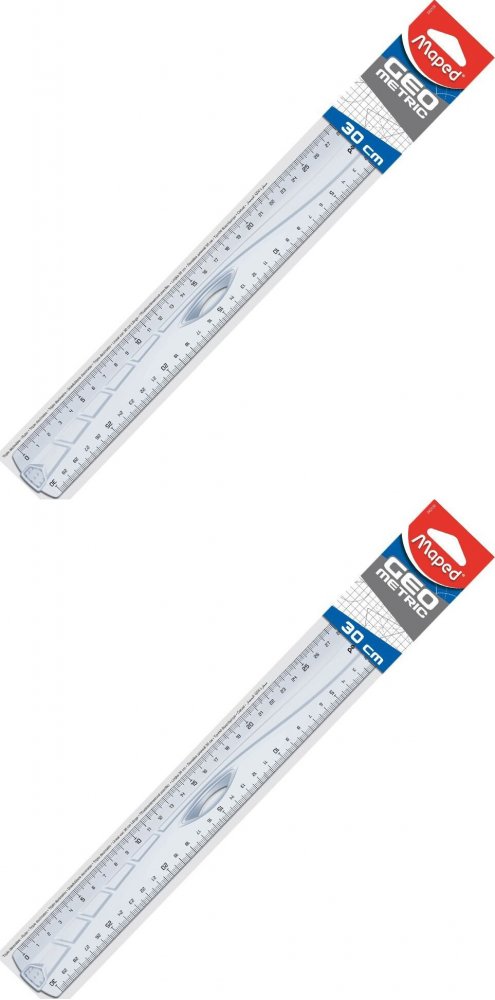 2x Linijka Maped Geometric, z uchywtem, 30cm, transparentny