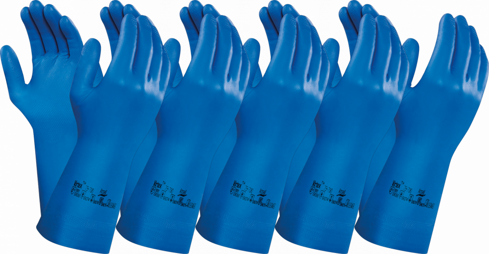 5x Rękawiczki nitrylowe Ansell Virtex 79-700, rozmiar 8, niebieski
