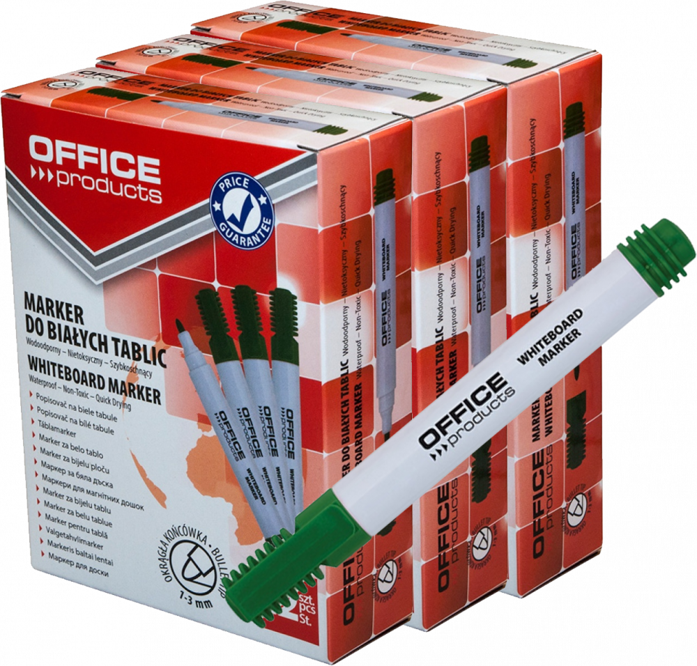 36x Marker suchościeralny Office Products, okrągła, 1-3mm, zielony