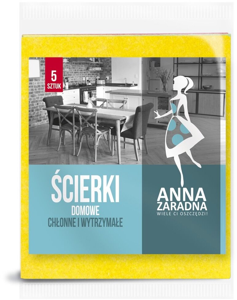 Ściereczka domowa Anna Zaradna, 32x38cm, 5 sztuk, mix kolorów