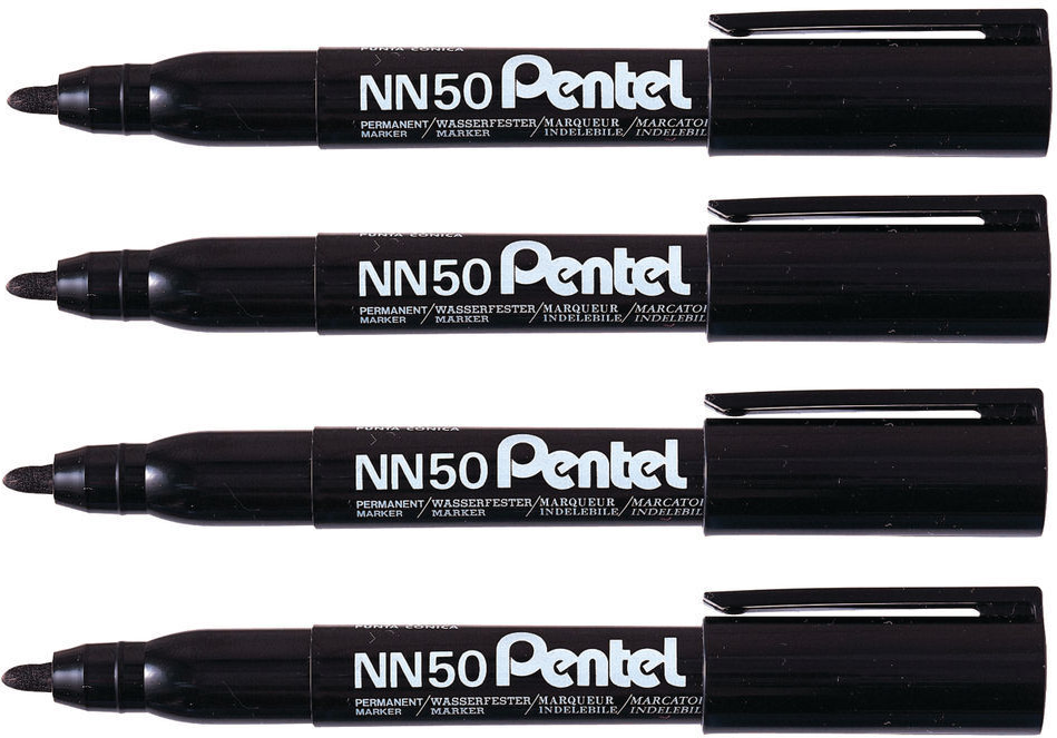 4x marker permanentny Pentel, NN50, okrągła, 5 mm, czarny