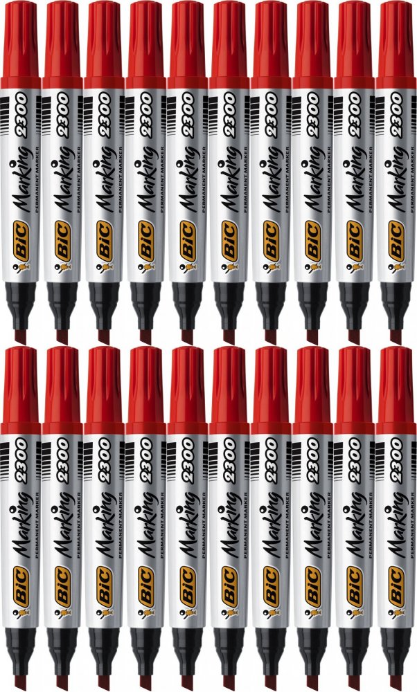 20x Marker permanentny Bic Marking 2300 ECOlutions, ścięta, 5.5mm, czerwony