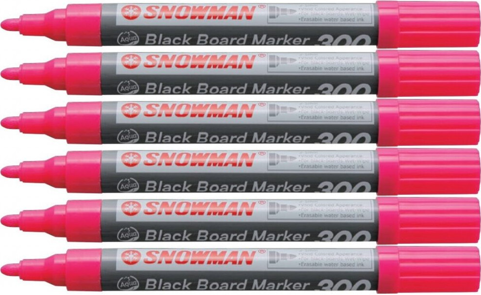 6x Marker kredowy Snowman 300, okrągła, 2-5mm, różowy
