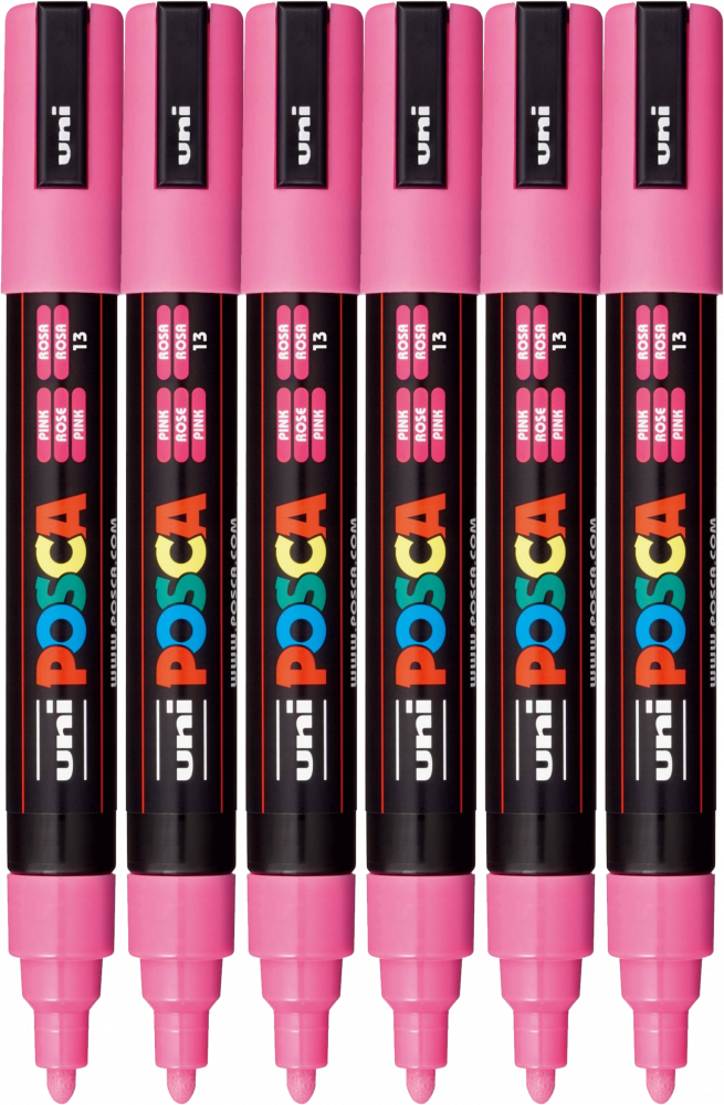 6x Marker Posca PC-5M, z farbą plakatową, okrągła, różowy