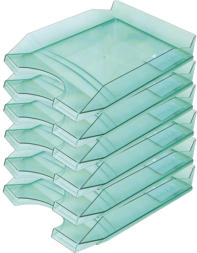 5x półka na dokumenty na biurko Office Products, A4, plastikowa, transparentny zielony