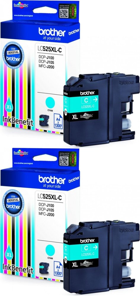 2x Tusz Brother (LC525XLC), 1300 stron, cyan (błękitny)