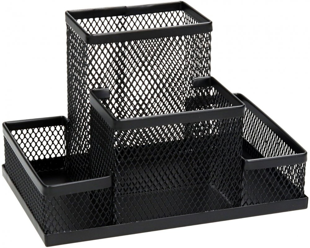 Przybornik na biurko Net Z3318, 4 przegrody, 150x100x100mm, czarny