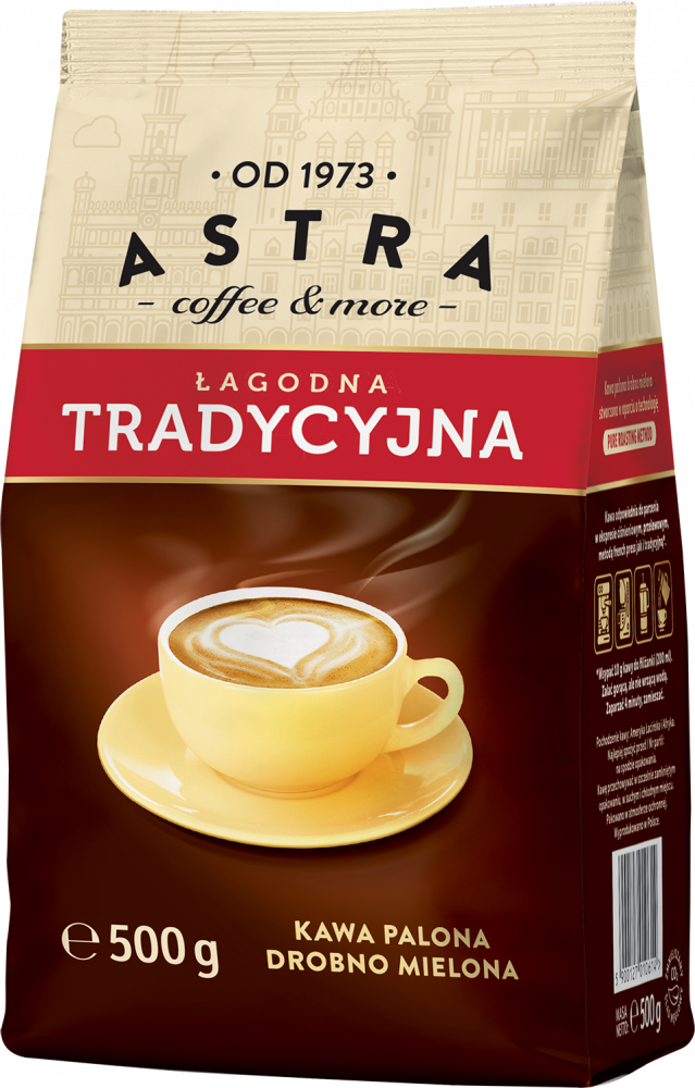 Kawa mielona Astra Łagodna Tradycyjna, drobno mielona, 500g