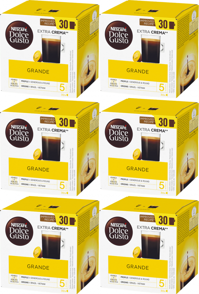 6x Kapsułki do ekspresu Nescafe Dolce Gusto Grande, 30 sztuk